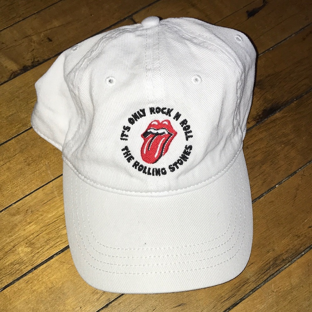 The Rolling Stones White Cap with Red Tongue Logo